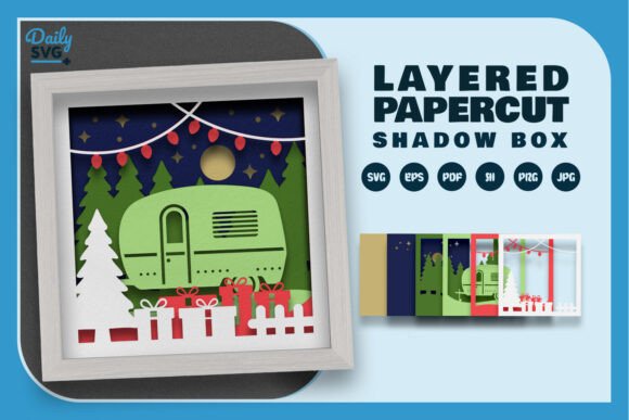 3D Christmas Camper: A 3D SVG for Shadow Boxes