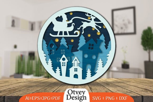 3D SVG Christmas Round Santa Sleigh Shadowbox Review