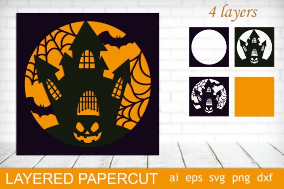 3D SVG Haunted House for Spooky Shadow Boxes