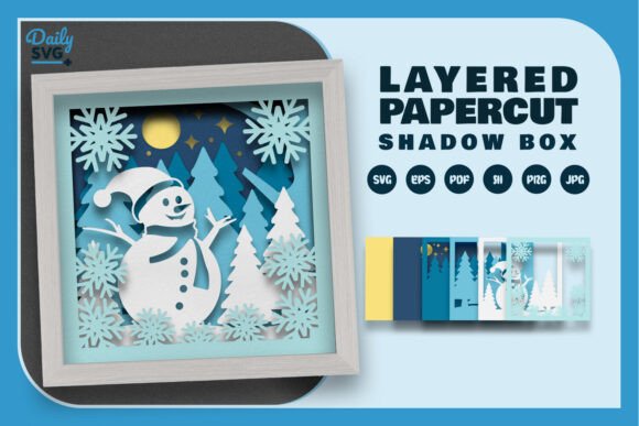 3D SVG Snowman for Shadow Boxes & Blog Graphics