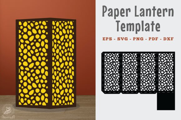 Abstract Pattern Paper Lantern Template: 3D SVG Gift Boxes
