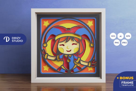 Circus Clown Girl 3D SVG for Unique Shadow Boxes