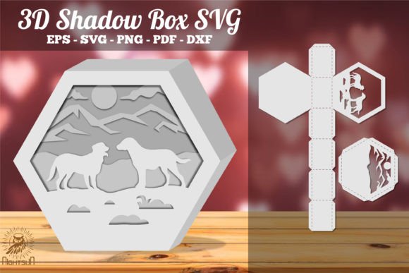 Couple Dog Mountain Shadow Box SVG: 3D Depth for Branding