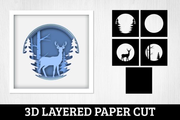 Deer Shadow Box, Winter SVG: 3D SVG for Shadow Boxes