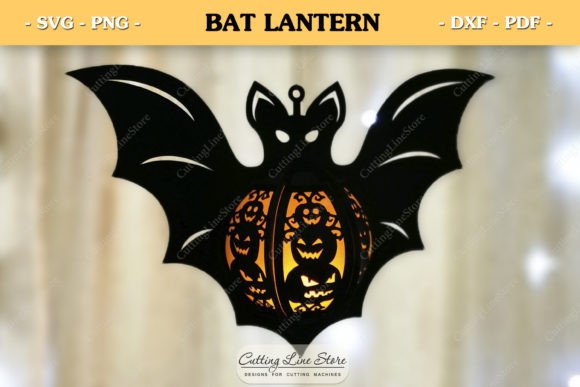 Halloween Hanging Bat Lantern: 3D SVG for Home Décor