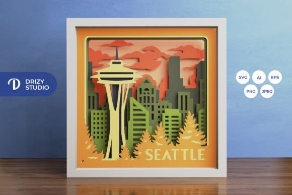 Seattle 3D Shadow Box: A Premium 3D SVG for Crafters