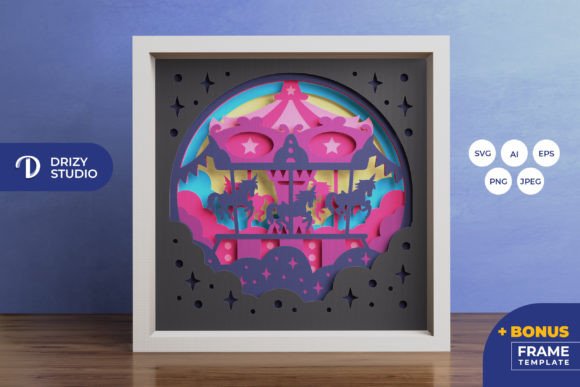 Unicorn Carousel 3D Shadow Box: A 3D SVG Review