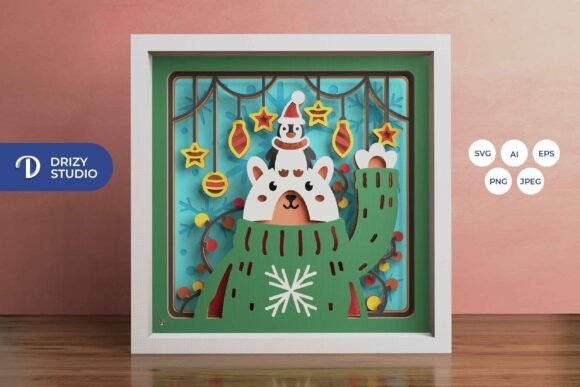 Winter Bear 3D SVG for Shadow Boxes & Branding
